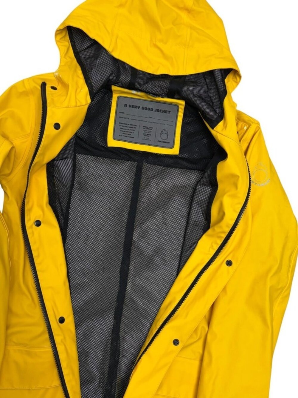 CINTAMANI Waterproof Rain Coat Yellow Long Designer Outdoor Jacket Womens Small - Picture 3 of 8